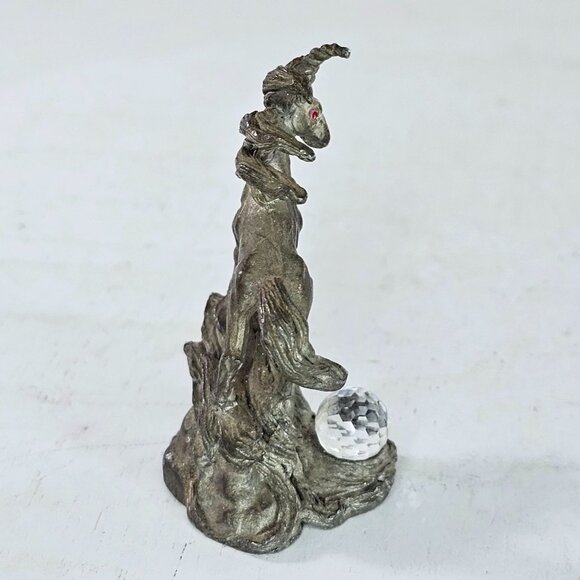 Spoontiques Pewter Unicorn Figurine With Crystal Ball Red Eyes CMR866 - Picture 5 of 8